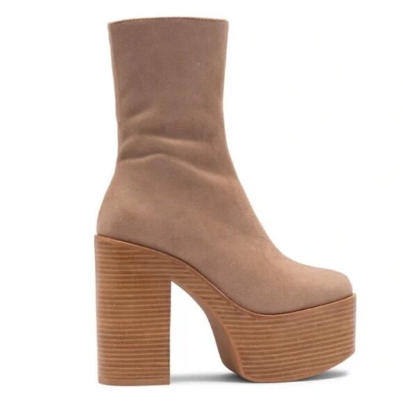 JEFFREY CAMPBELL Mexique Platform Bootie in Taupe Suede Tan Size US 9.5 - Picture 9 of 9